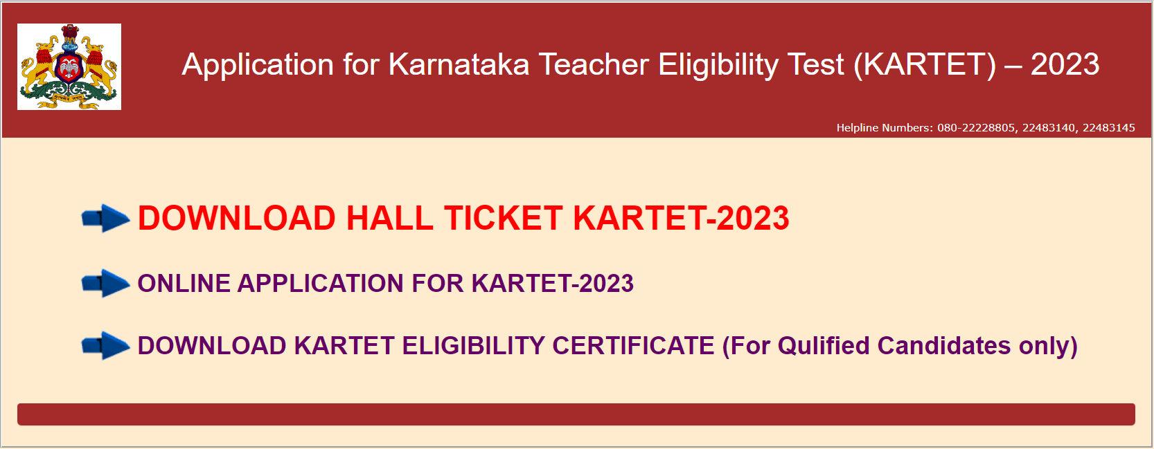 KARTET Hall Ticket