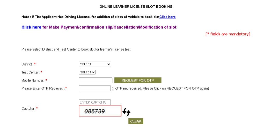 Learner's license telengana transport